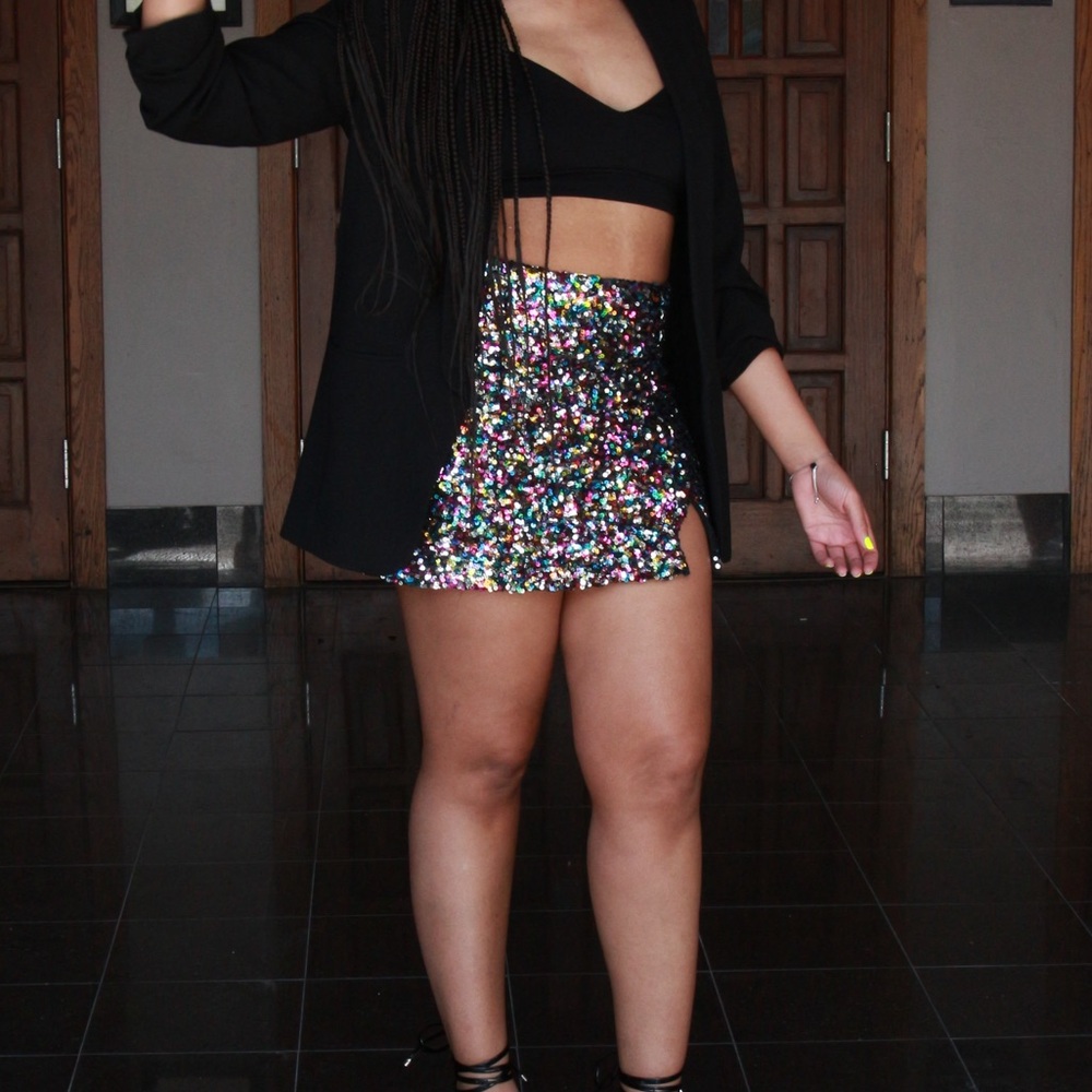 Multicolored Sequin Mini Party Skirt